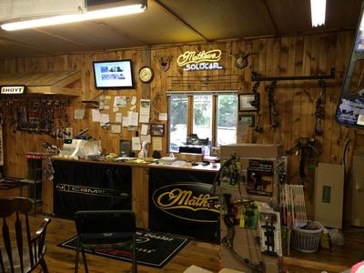 The Mathews counter inside the pro shop
